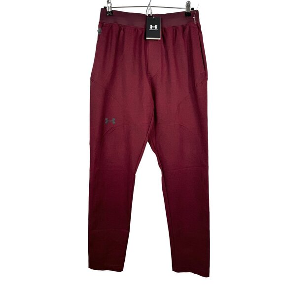 Men's UA Unstoppable Tapered Pants maroon athleisure sz M - Picture 1 of 11
